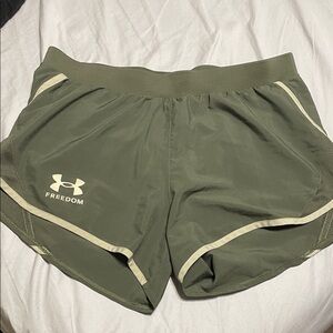 Under Armour Women's Athletic Shorts in Olive and Cream